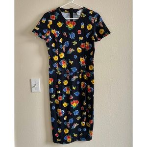 Vintage Adrienne Vittadini Black Floral Dress
